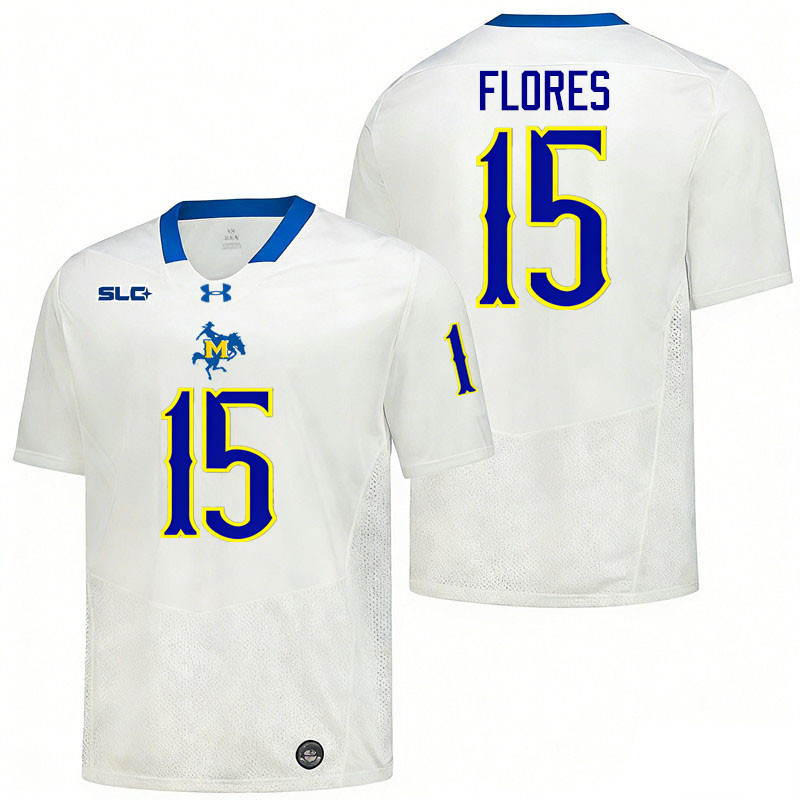 McNeese Cowboys #15 Alex Flores College Football Jerseys,Uniforms-White